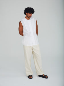 Sleeveless Bib Shirt - White