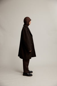 Single-Breasted Wool Cashmere Overcoat - Brown